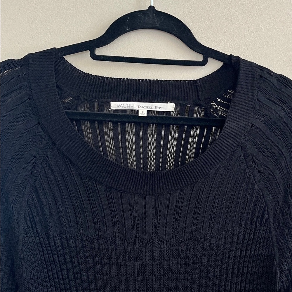 Rachel Roy black thin sweater crew neck size small - Picture 2 of 13